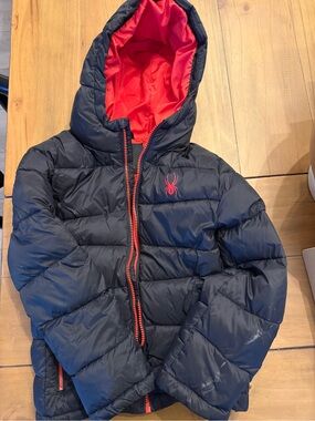 Spyder Navy Puffer Jacket with Red Interior